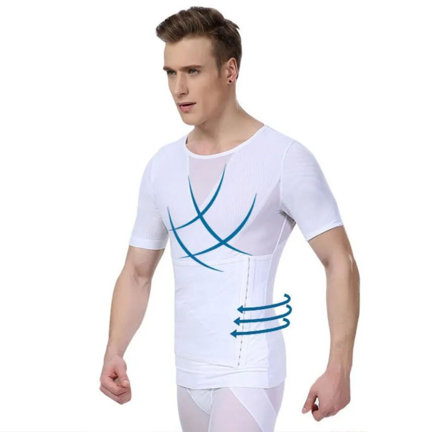Men's shapers slimming t shirt waist corsets underwear Male Breathable