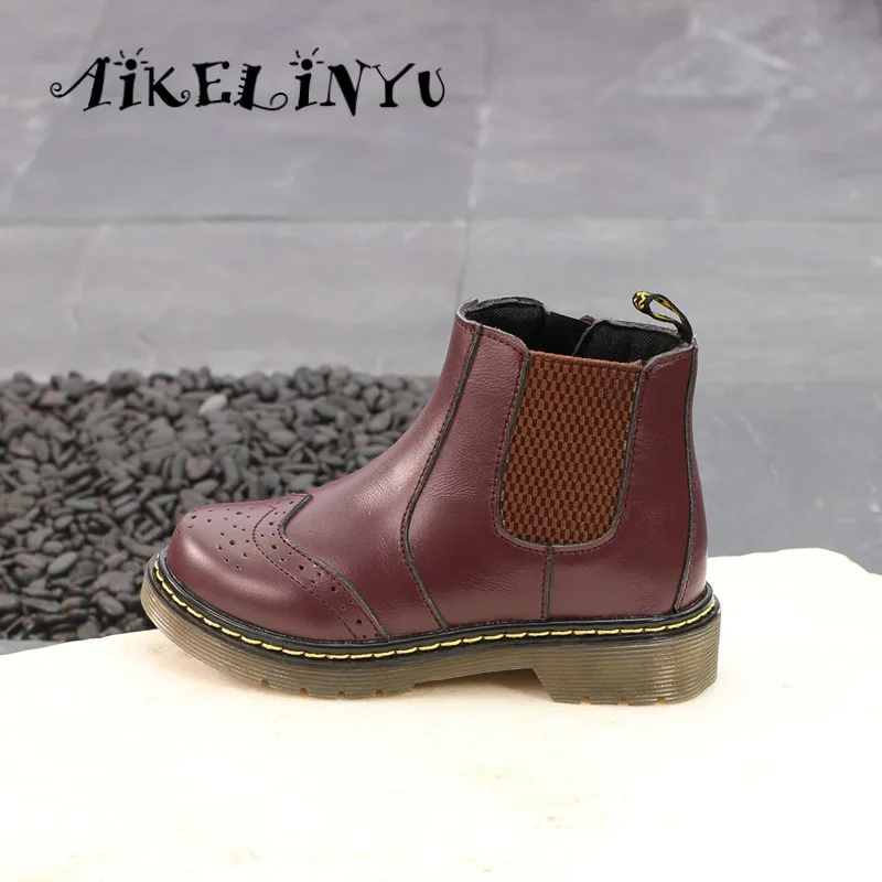

Children Genuine Leather Boots 2019 Fashion Winter Shoes Girl Boys Autumn Martin Boots Kids Snow Boots Girls Fur Shoes Kids Boot
