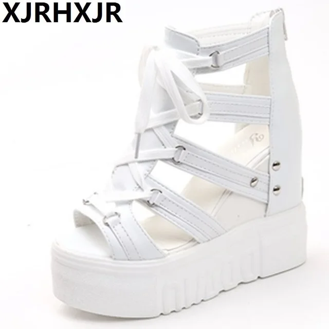 XJRHXJR Women Sandals Harajuku Summer New Fashion Platform Sandals Wedges Thick Bottom Casual Women Shoes High Heels Sandalias
