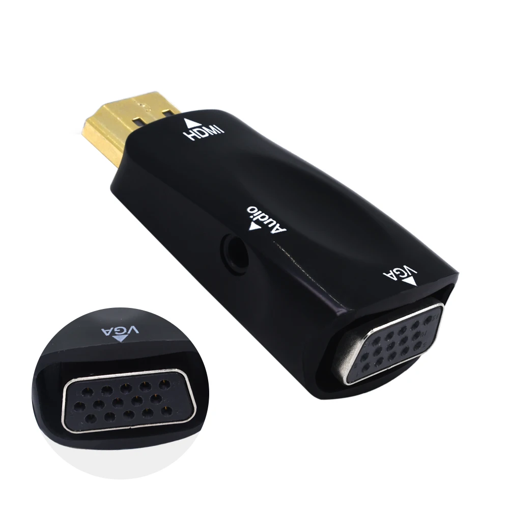 Male to Female for HDMI to VGA Converter With Audio Cable for PC Laptop Tablet Support 1080P HDTV Adapter Male to Female for HDMI to VGA Converter With Audio Cable for PC Laptop Tablet Support 1080P HDTV Adapter