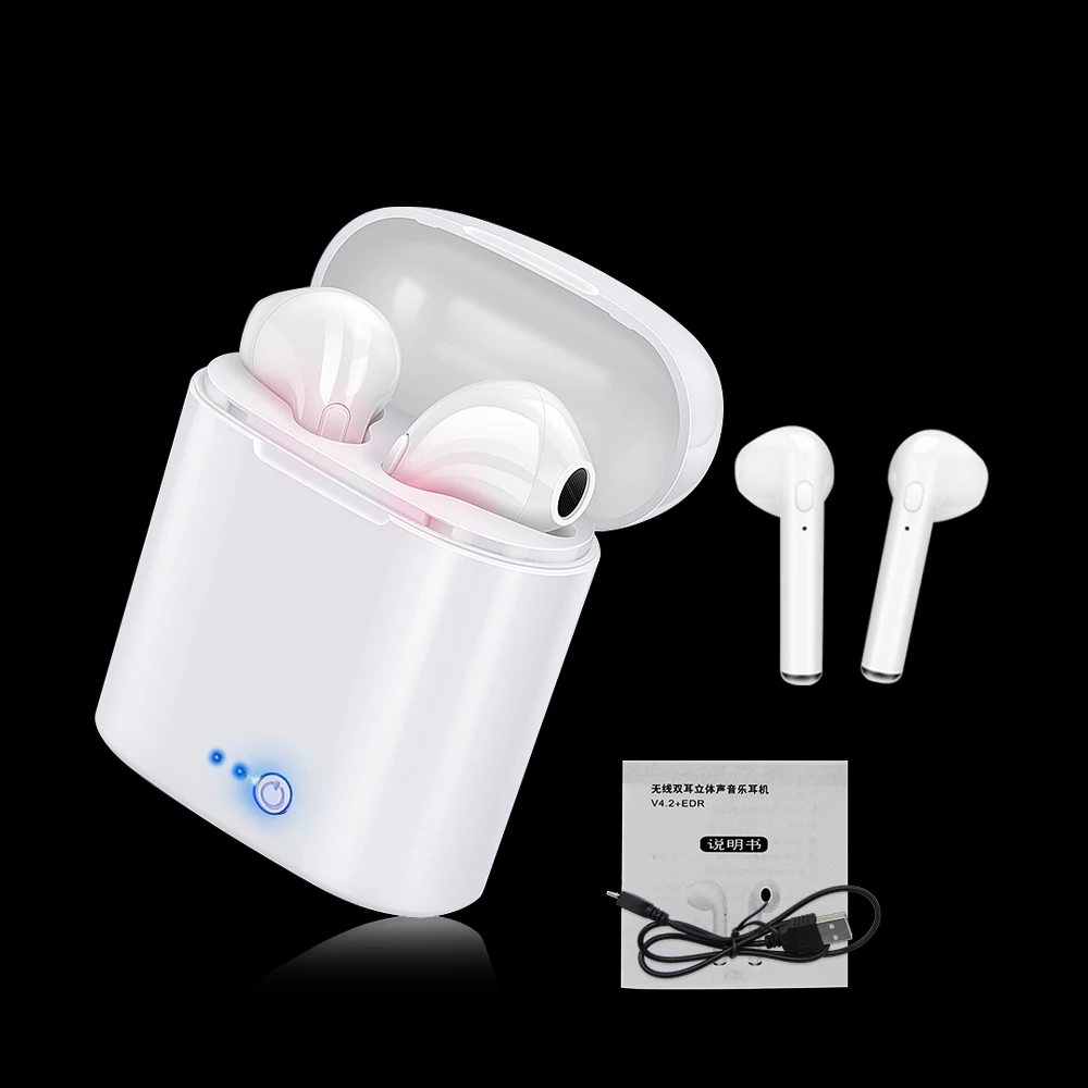 I7 Tws Беспроводная гарнитура Bluetooth наушники двойные с зарядным устройством для