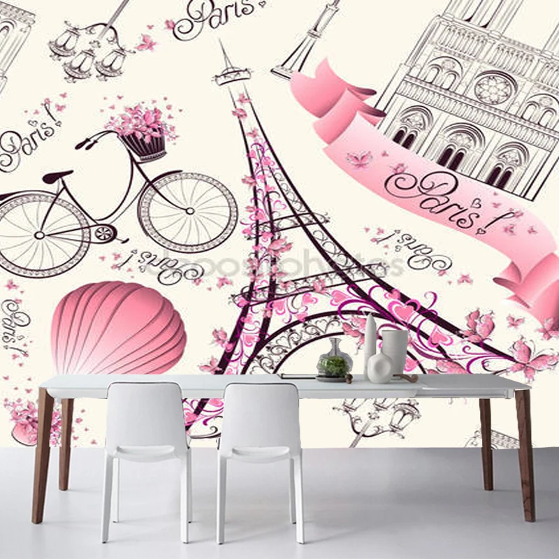 Большие обои фрески, романтические путешествия в Париж, современные фрески для детской комнаты гостиной диван фоны papel де parede
