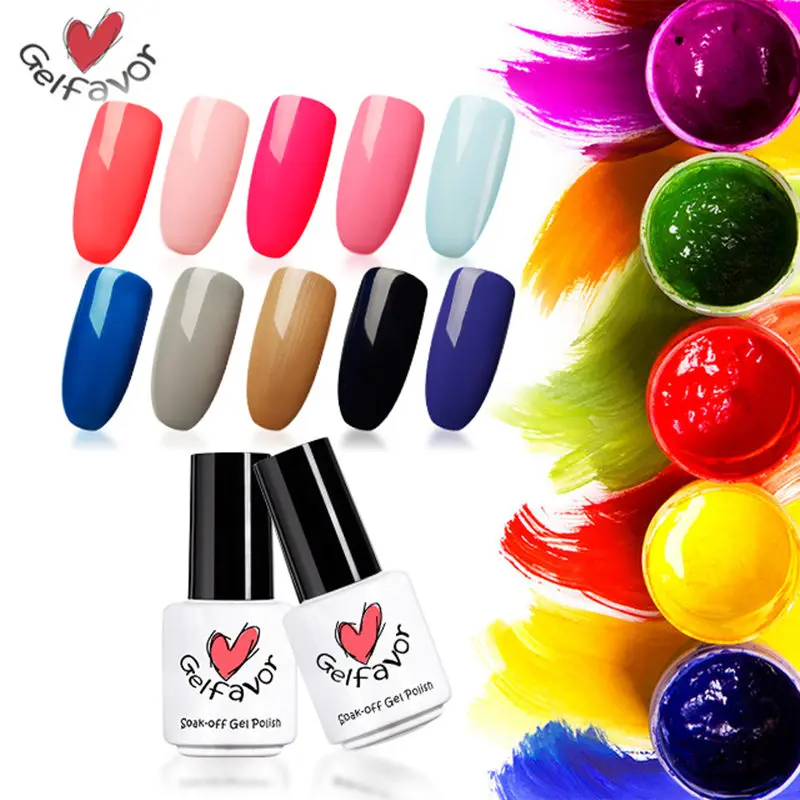 

Gelfavor 7ml Pure 60 Colors Long-lasting Nail Gel Primer Polish Lacquer Gel UV LED Soak Off Nail Art Nail polish Gel Varnish