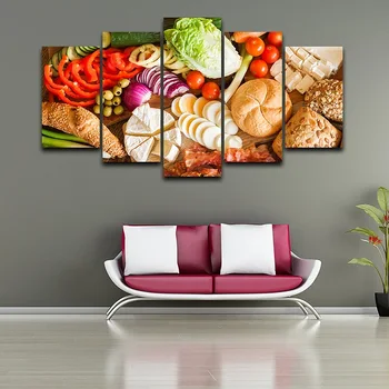 

Artryst Modern Home Decor HD Print Painting On Canvas Artworks 5 Pcs Fruits Foods Poster Kitchen & Restaurant Wall Art Picture