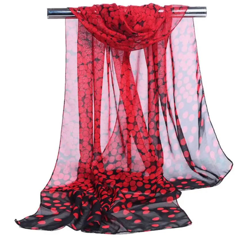 

High Quality Lady Women Dot Prints Shawl Chiffon Scarf Breathable Women Scarves Beautiful Neckerchief Tippet Fantastic Foulards