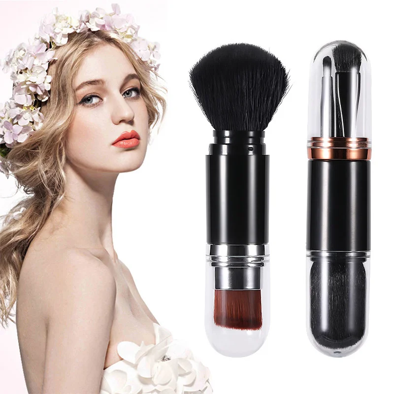 

Cute Chubby Pier Double-head Multi-function Makeup Brush Portable Pull-type Makeup Shadow Blush Dust Makeup Tools New Arrive