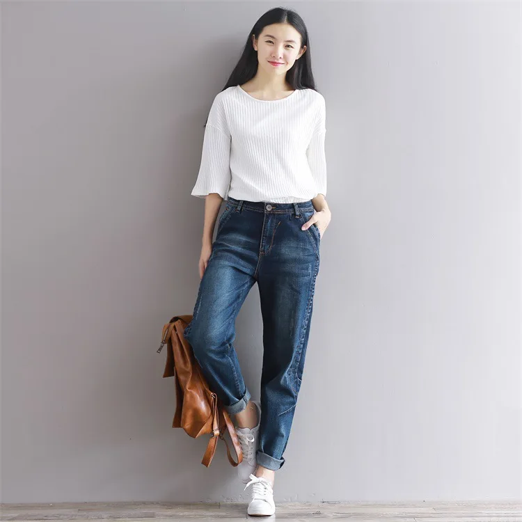 

Plus Size Harem Pants Women 2018 Fashion Casual High Waist Jeans Femme Loose Full Length Trousers Women New Korean Style XL XXXL