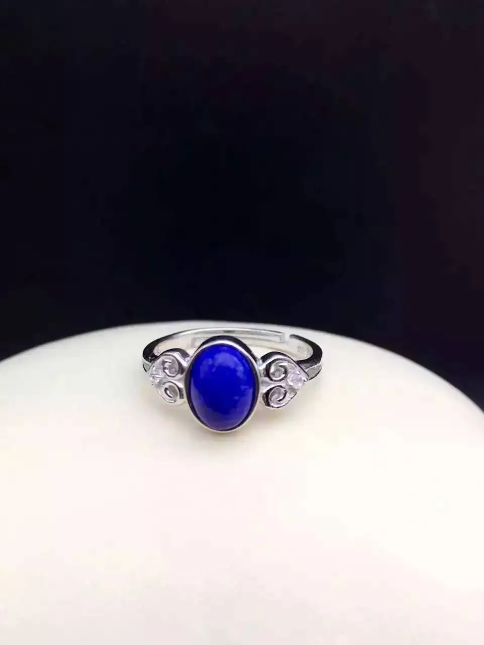 Natural blue lapis lazuli gem Ring Natural gemstone ring 925 sterling silver trendy Elegant clouds women men party gift Jewelry