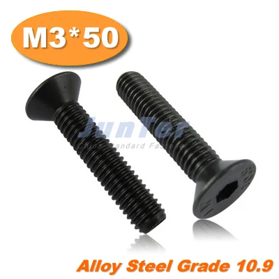 

100pcs/lot DIN7991 M3*50 Grade10.9 Alloy Steel Flat Head Socket Screw