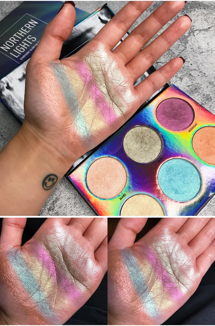 FOCALLURE Northern Lights Symphony Glow Palette Makeup Glitter Face
