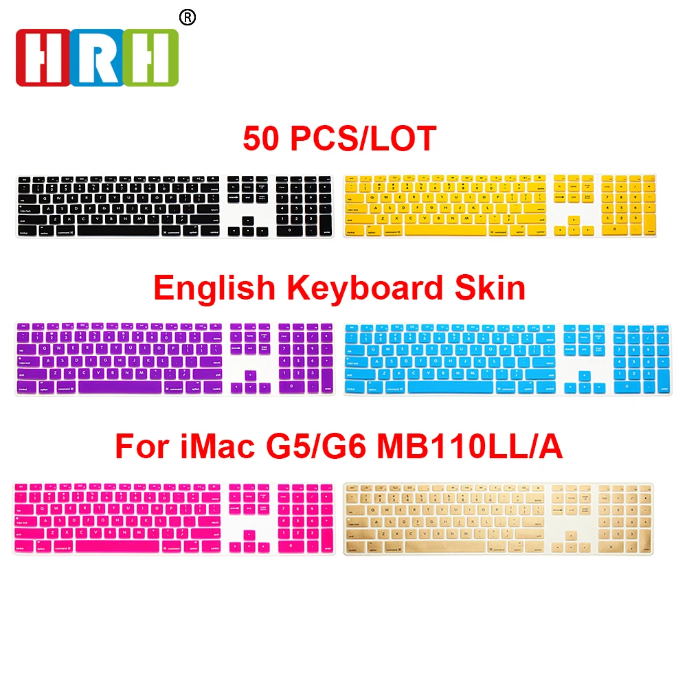 

50pcs Computer Desktop Color Silicone Keyboard Cover Keypad Skin Protector with a numeric keypad for Apple iMac G5/G6 MB110LL/A