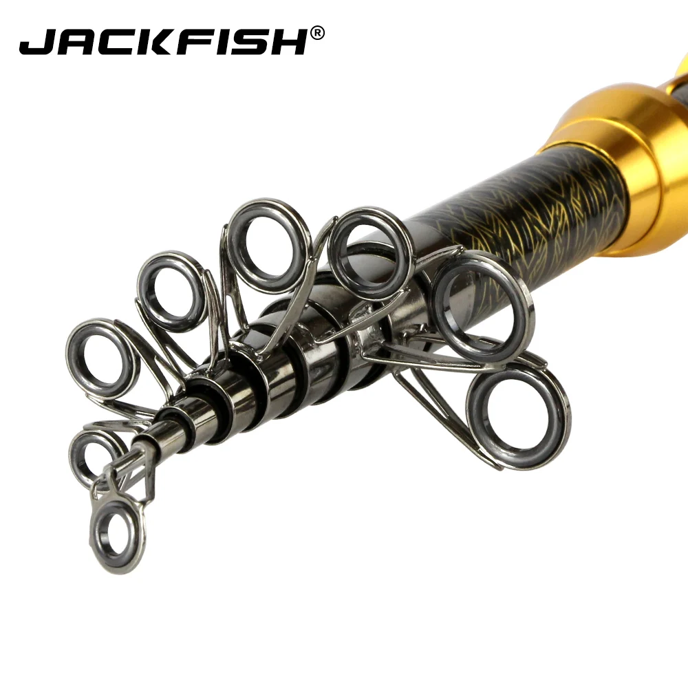 JACKFISH الكارب الصيد الغزل قضيب 99% الكربون المحمولة تلسكوبي الصيد قضيب الغزل الأسماك اليد الصيد معالجة قصيرة البحر قضيب