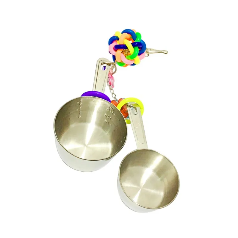 Укус игрушка попугай Нержавеющая сталь две кастрюли Безопасный и нетоксичный ПЭТ ToyD1