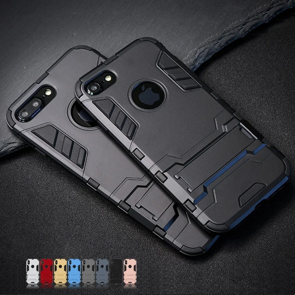 

Luxury Stand Armor Phone Holder Case For iPhone 7 8 6 Plus X XS Max XR Hybrid TPU+Hard PC ShockProof Back Cover for iphone5 SE