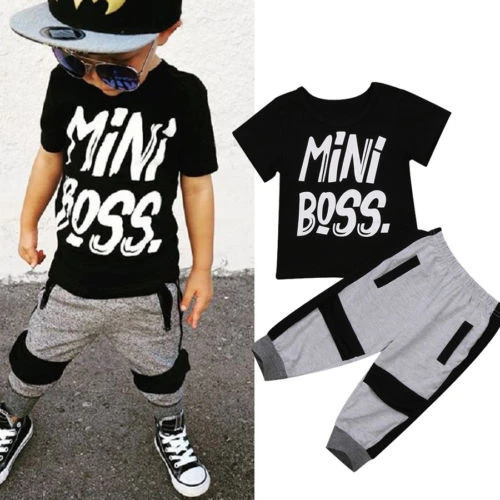 Mini Boss T Shirt Manches Courtes Pour Enfants 2 Pieces Tenue En Coton Pour Bebes Garcons 1 6t Aliexpress