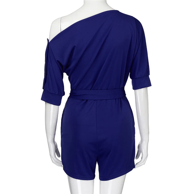 2018 Hot Sale Women's Summer Jumpsuit Sexy Off Shoulder Ruffle Short Romper Fashion Casual Party Jumpsuit  Rompers Holiday #J28 (30)