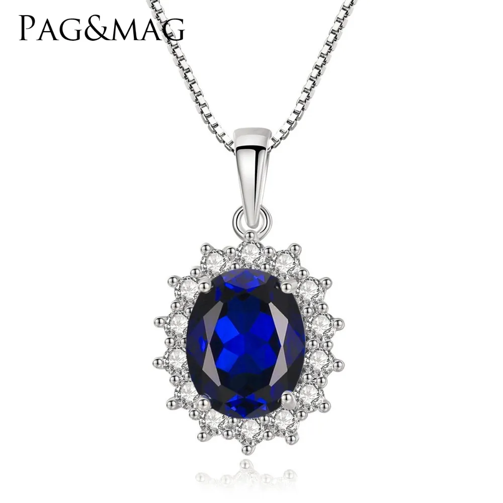 

PAG&MAG Genuine Blue Fire Mystic Topaz Pendant Necklace Solid 925 Sterling Silver Jewelry Best Gift For Women Fine Jewelry