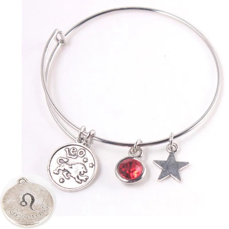 12 Созвездие подвеска серебряный браслет камень и звезда подвески регулируемые проволочные браслеты для женщин лучшие подарки