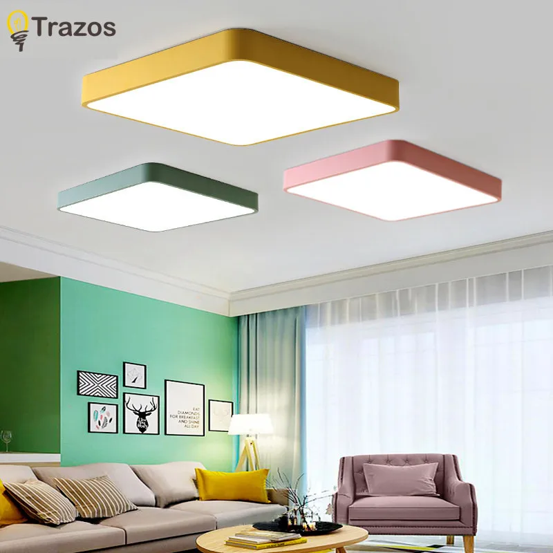 

Modern Colored LED ceiling light square simple decoration fixtures study dining room balcony bedroom living room ceiling lamp