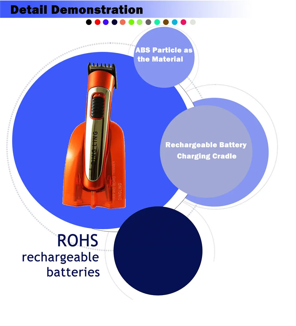 DEARLIN Dingling RF607 перезаряжаемый триммер для стрижки волос, набор аксессуаров для стрижки волос,, Прямая поставка