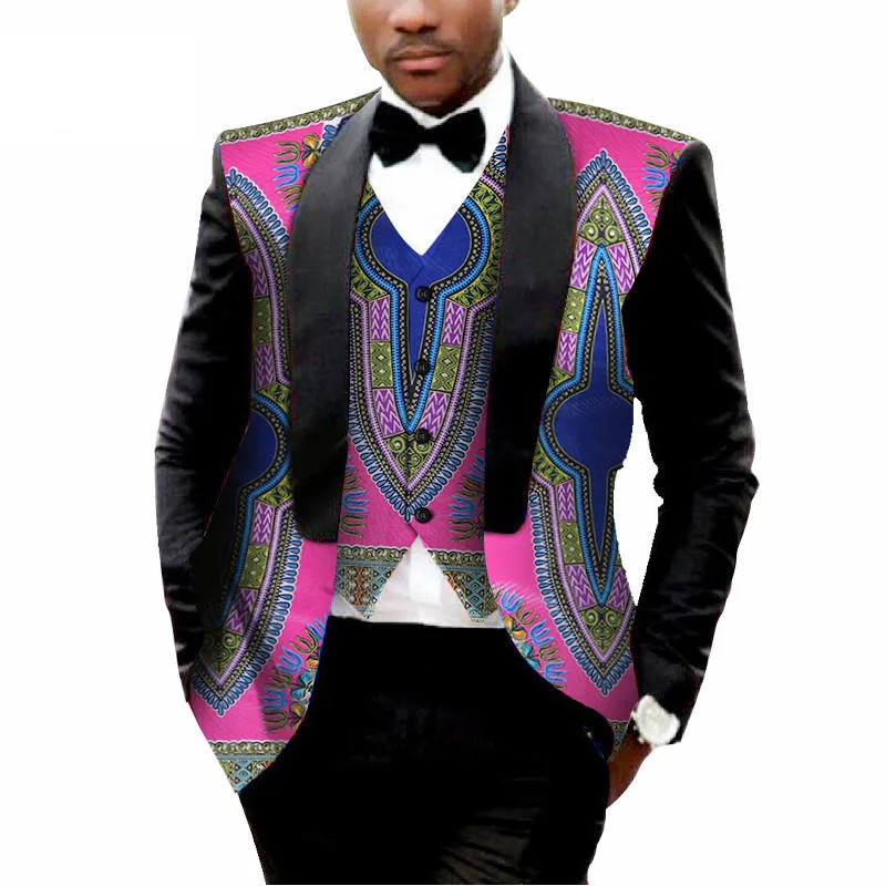 Вечерние Свадебные африканские одежды мужской блейзер с печатью мужская куртка жилет модные тонкие костюмы Дашики Блейзер WYN176