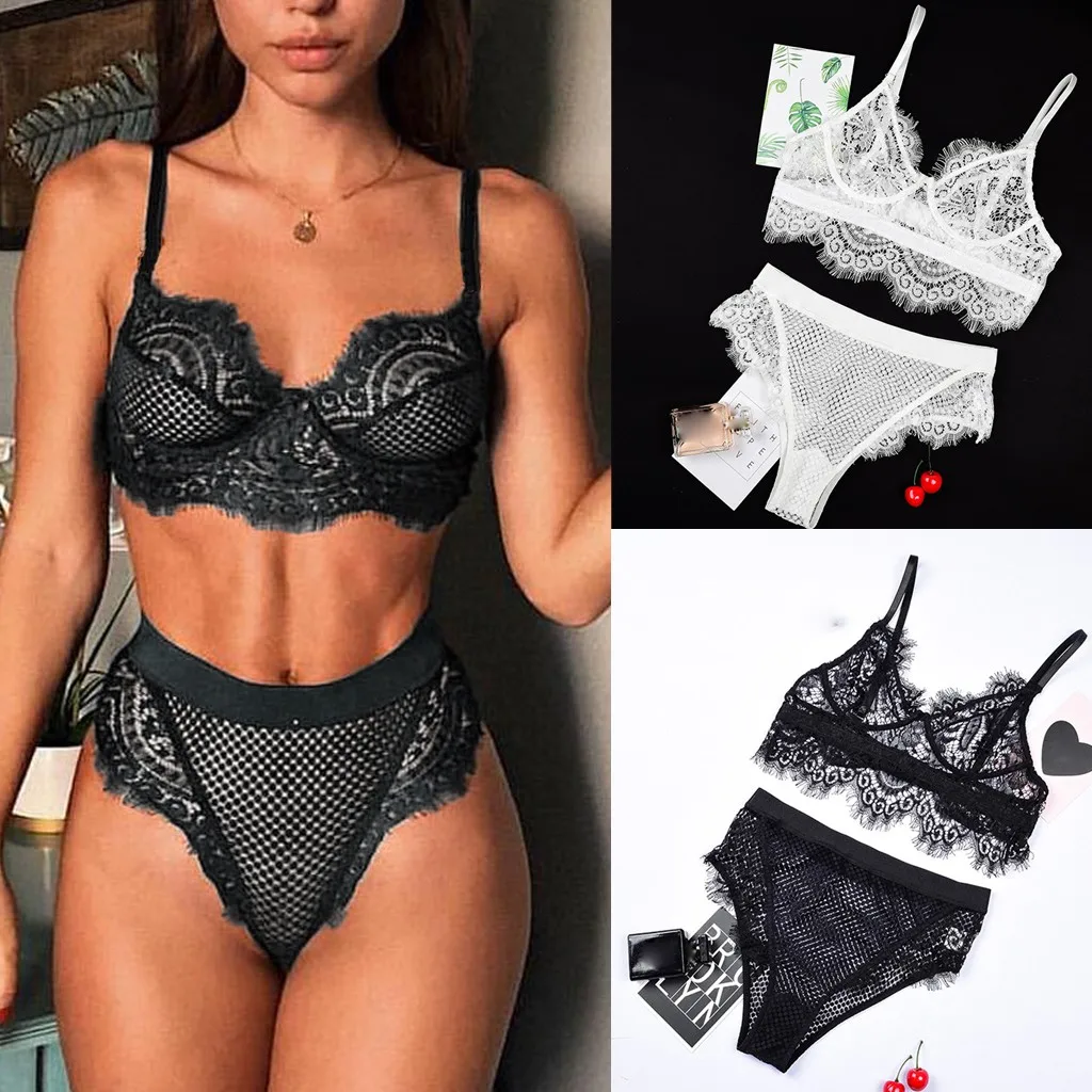 

2019 Female New Women Sexy Lace Lingerie Buckle Set Underwear Bra+Thong Sleepwear Nightwear Cosplay G-string Porno Exotic