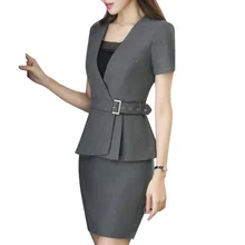 Новая весенняя модная Профессиональная женская юбка костюм летняя элегантная официальная Блейзер и юбка Офисная женская одежда больших размеров