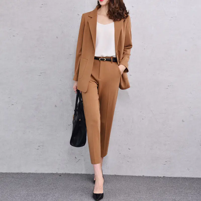 Fashionable ladies suit New Brown Women Pant Suit Female