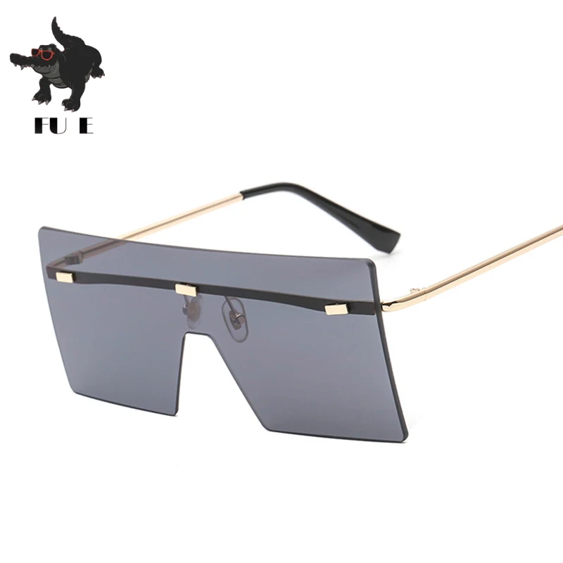 

FU E 2018 Oversized Frameless Gradient Tone Sunglasses Women Brand Designer Retro Square Frame Sunglasses UV400 Oculos de sol