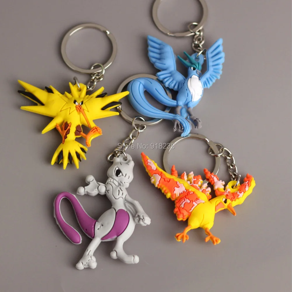 

20/Lot 4 Style Articuno Moltres Mewtwo Zapdos Keychain 4-7CM Toys