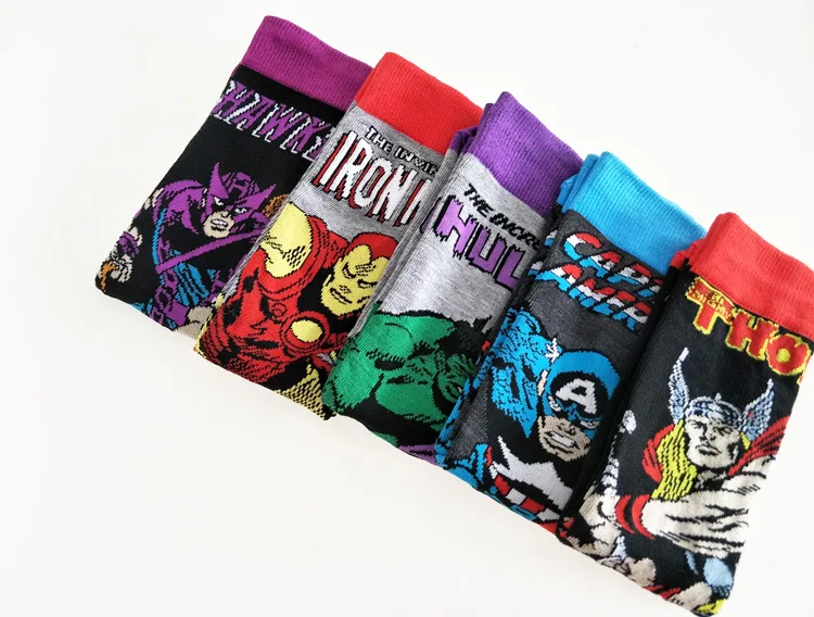 Avengers Marvel cartoon socks Batman superman Spiderman cosplay Fashion sock novelty Funny Casual men sock Autumn Winter Hot