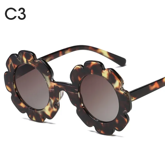 KPAY, винтажные детские солнцезащитные очки, детские солнцезащитные очки, круглый цветок, Gafas, детские, UV400, спортивные солнцезащитные очки для девочек и мальчиков, Oculos De Sol - Цвет линз: Leopard gray