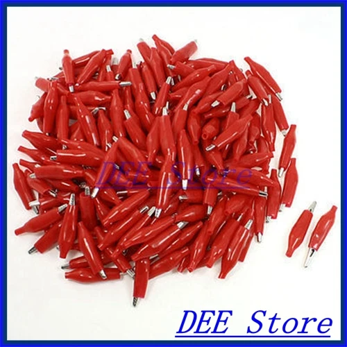 

35mm Metal Electric Alligator Clips Test Leads Red Silver Tone 200 Pcs