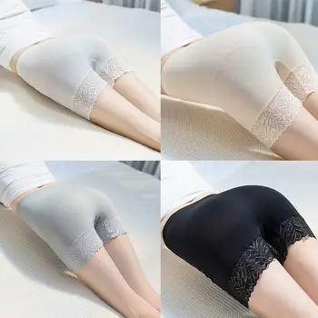 

Women Girls Summer Pants Seamless Crochet Floral Lace Trim Stretchy Underpants High Waist Tummy Control Boxer