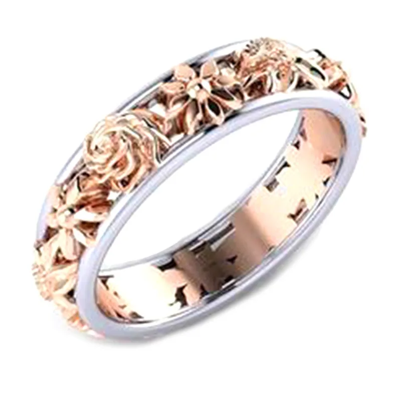Top Quality Fashion Flower Classical Wedding Ring Rose Gold Color