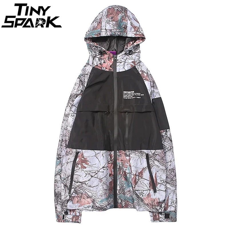

Harajuku Colorful Jackets Mens Hip Hop Hooded Windbreaker Jacket Hipster Color Block Patchwork Zip Jacket Streetwear Autumn 2018