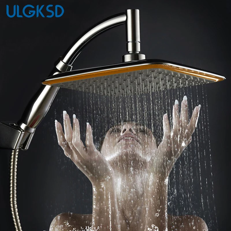 

ULGKSD Bathroom Shower Faucet 360 Swivel Chrome Rainfall Slim Shower Head Water Saving Mixer Taps