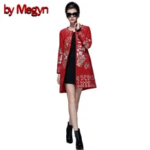 by Megyn 2017 Autumn Winter O Neck Full Sleeve Embroidered Women Coat Muslim Style Women Overcoat