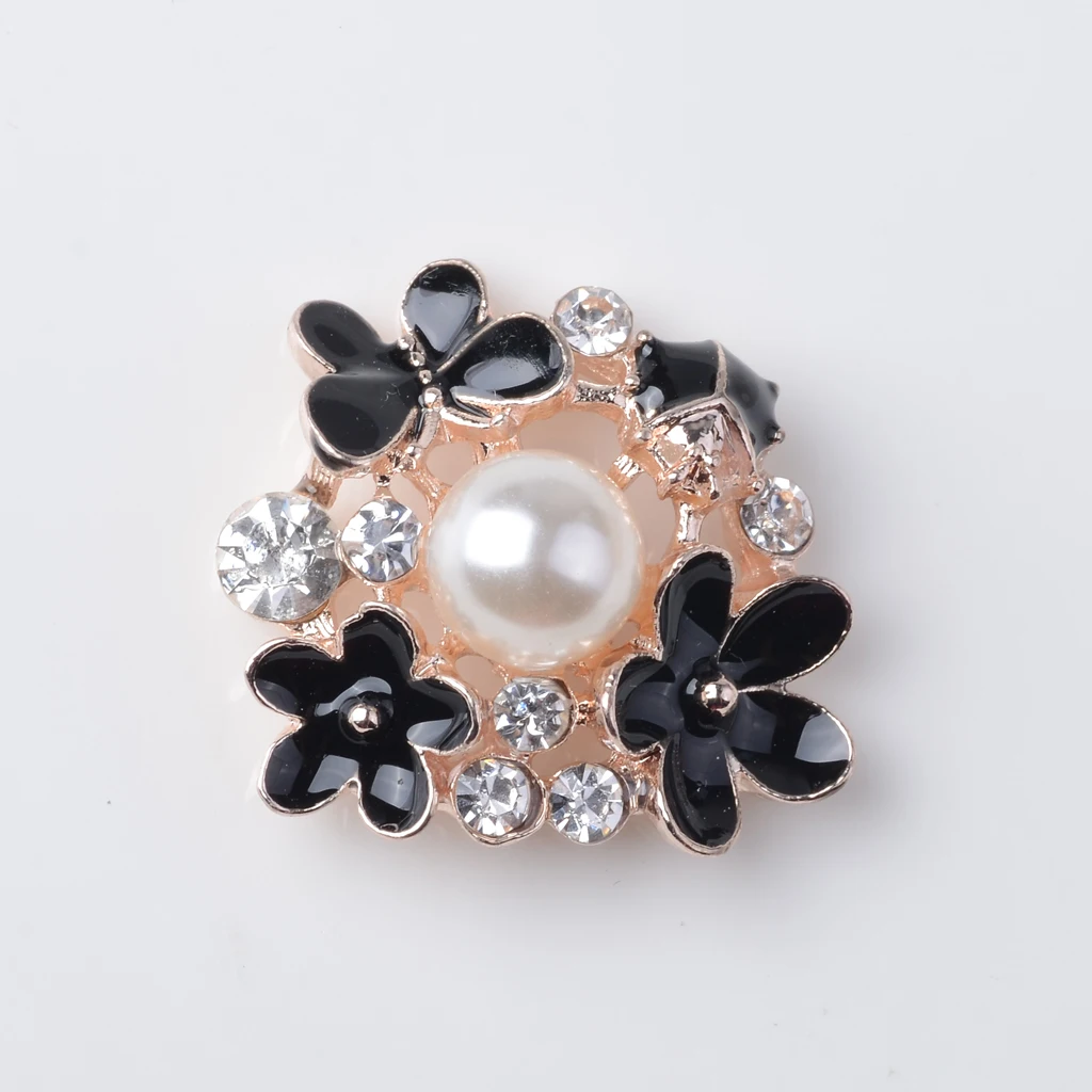 

10pcs 21x24mm rhinestone pearl metal flatback flower button decoration craft scrapbooking accessory diy hair bows embellishments