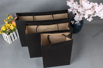 

20pcs Black paper Kraft Paper Bag with Handle Party Gift Paper Bags Rustic Wedding Birthday Candy Favor Baby Shower