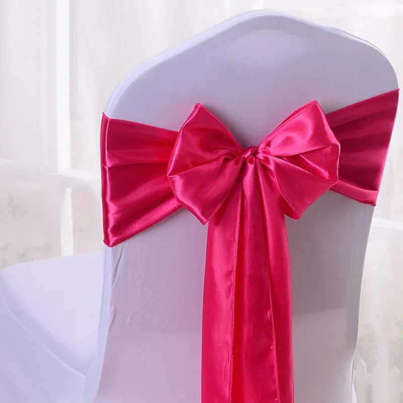 HAZY Wedding Satin Chair Sashes Bow Cover Sashes for Wedding Hotel Banquet Party Decoration Color17x275cm