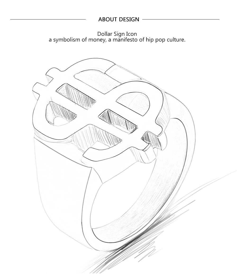 Доллар США кольцо с изображением Знака Доллара уличные Стиль золото/черный Цвет Размеры 7/8/9/10/11/12 Нержавеющая сталь кольцо в стиле хип-хоп для Рэперы/Для мужчин GR2789