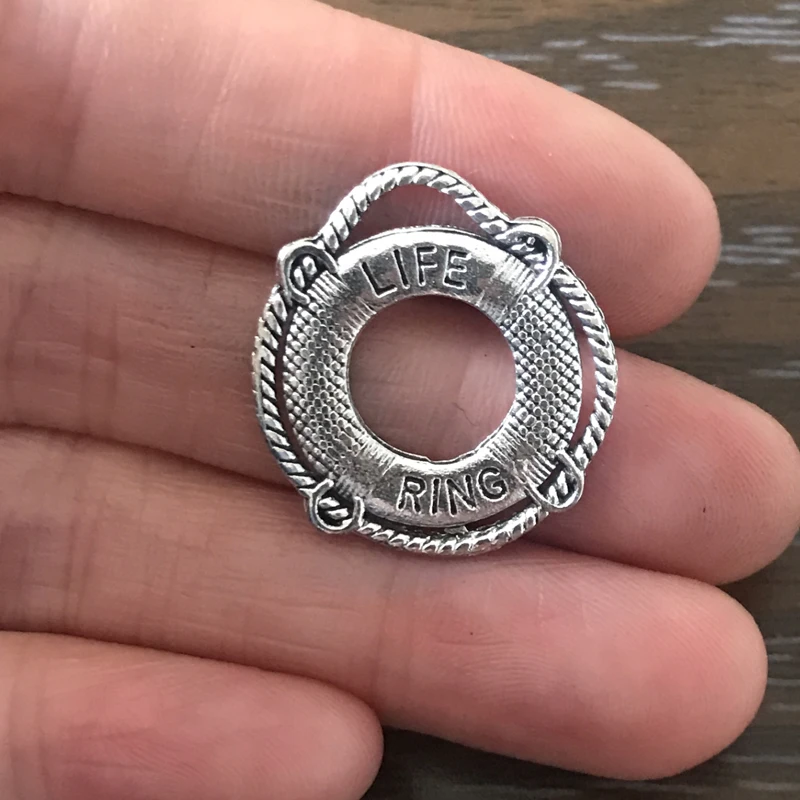 

20PCS DIY Jewelry Life Ring Charms Antique Silver Tone Lifeguard Pendant for Charm Bracelet Necklace Earrings zipper pulls Gifts
