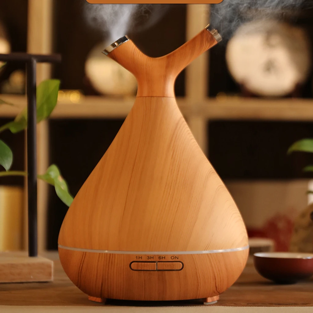 400ML Aromatherapy Essential Oil Aroma Diffuser With Wood Grain Aromatherapy Diffuser 7 Color LED Light For Home Office EU Plug