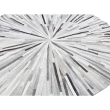 Натуральный пэчворк из воловьей кожи серый круглый коврик