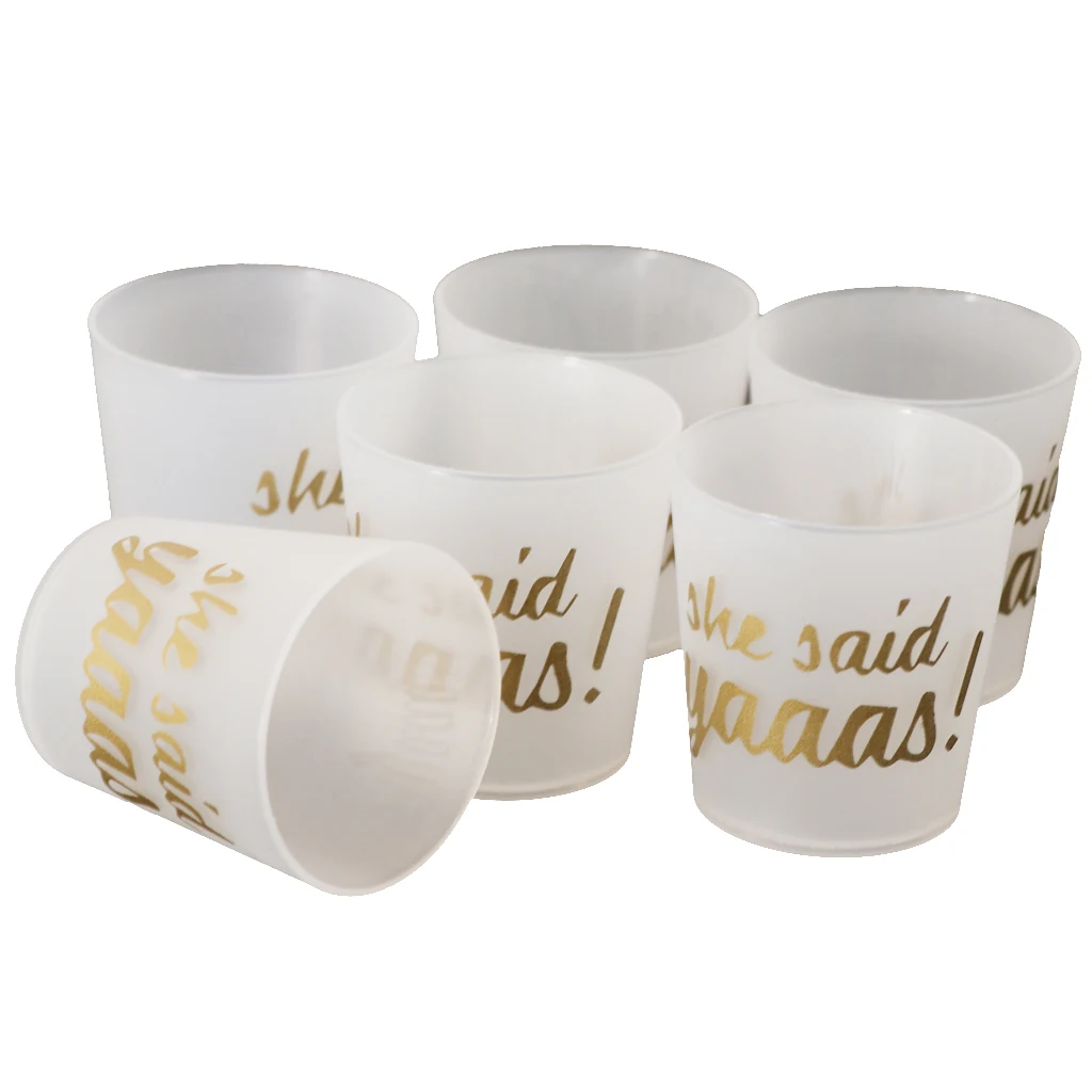 6pcs She Said Yaaas Novelty Drinking Cups Plastic Shot Glasses for Bachelorette Party Hen Party Supplies Home Travel Use