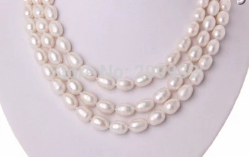 

AA 004077 stunning 3rows big 12mm baroque white freshwater cultured pearl necklace