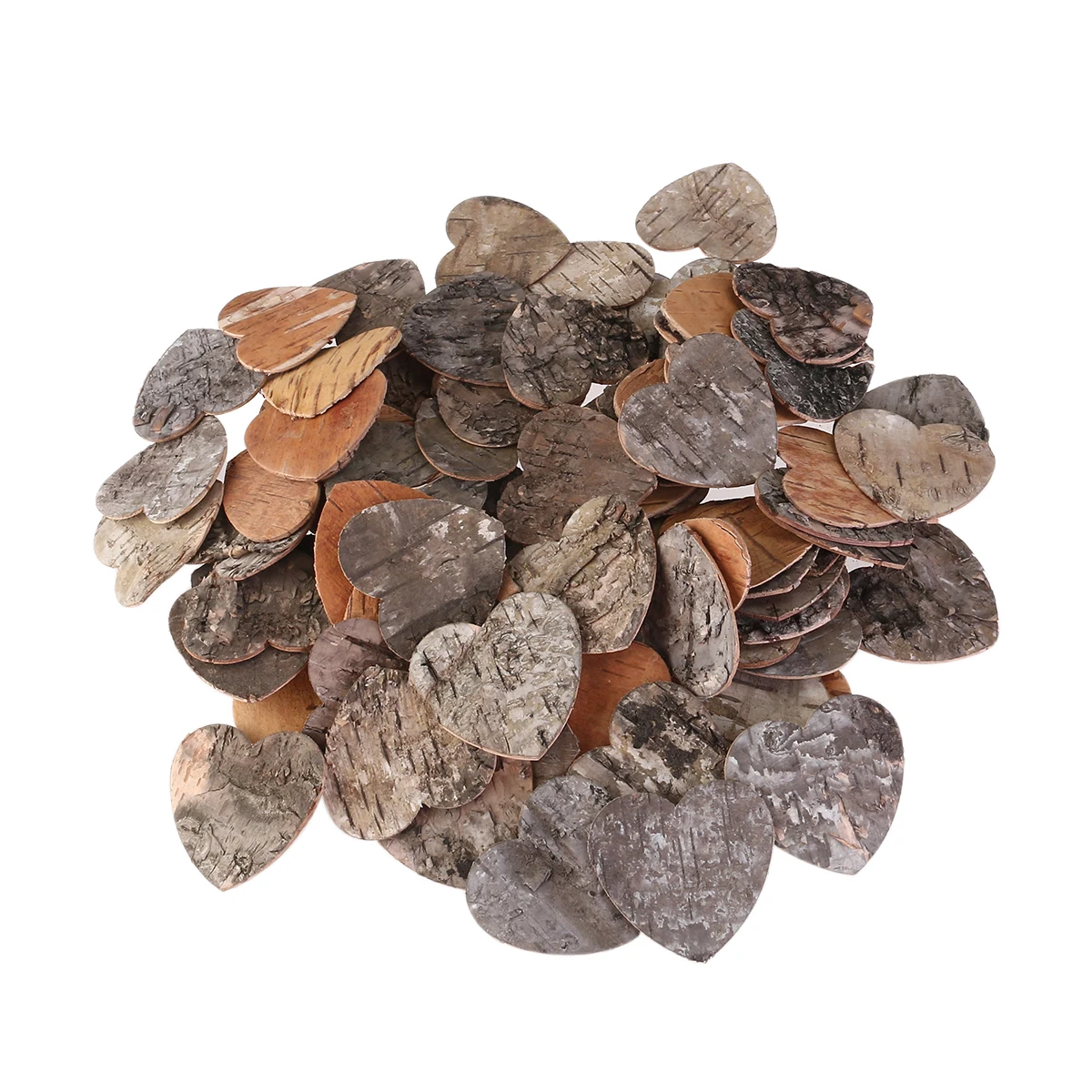 

80pcs Birch Bark Heart Log Slices Buttons DIY Crafts for Rustic Wedding Party Festival Event Table Decorations