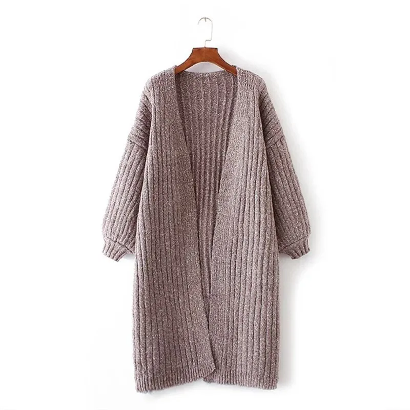 Autumn Winter Cardigan Loose Striped Jacquard Sweater 2019 Long Lantern Sleeve Knitted Tops Women Sweaters |