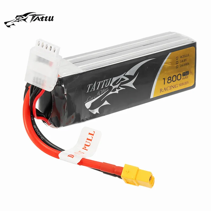 

TATTU 14.8V 1800mAh 75C 4S XT60 Plug Rechargeable Lipo Battery for FPV RC Drone Quadcopter Helicopter VS Gaoneng For Infinity
